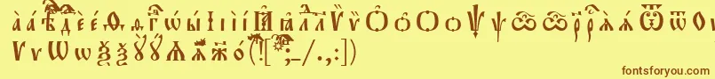Weitere Informationen zur Orthodox.TtUcs8Разрядочный-Schriftart Orthodox.TtUcs8Разрядочный-Schriftart – Braune Schriften auf gelbem Hintergrund